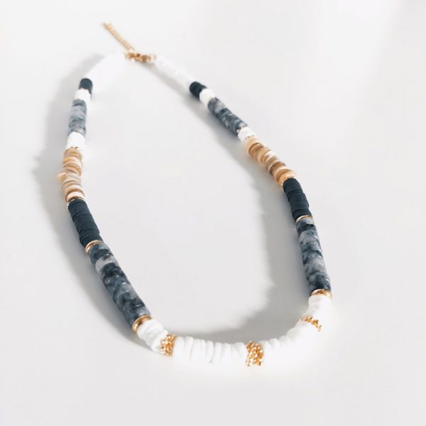 Collier bleu perles heishi