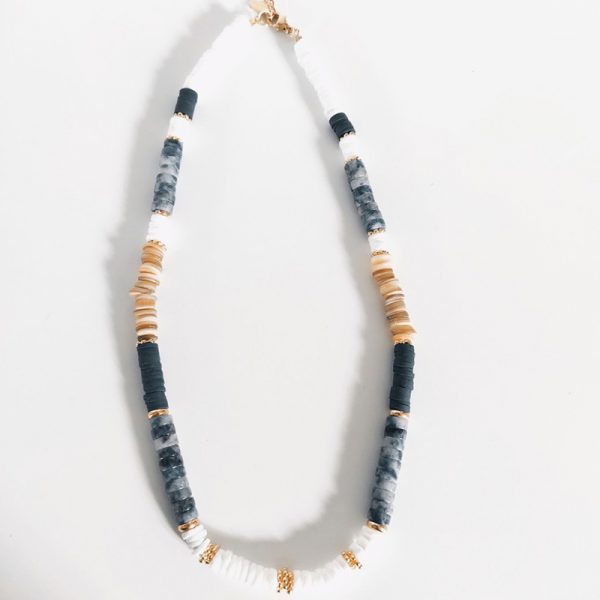 Collier bleu perles heishi – Image 2