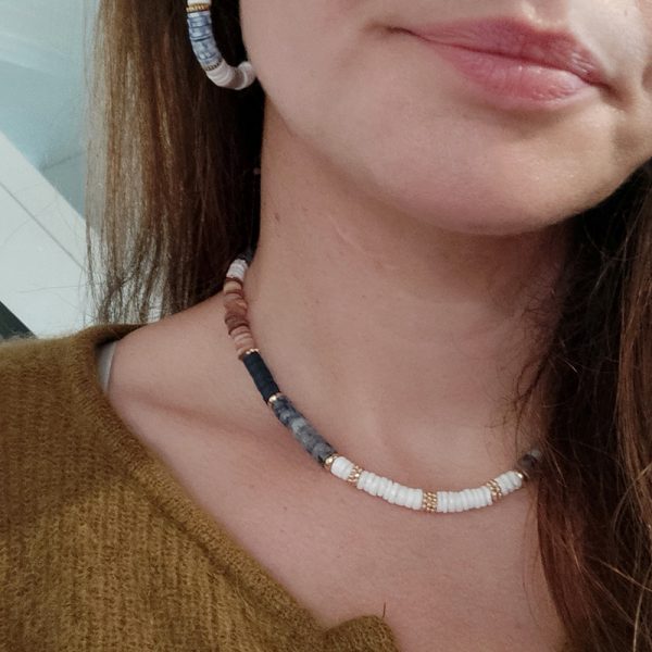 Collier bleu perles heishi – Image 3