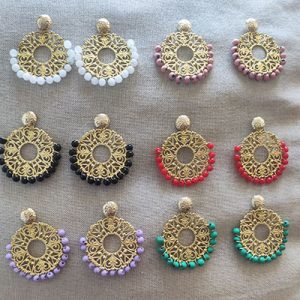 Boucles d’oreilles cercle doré et perles