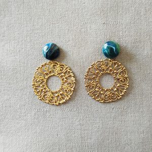 Boucles d'oreilles ronde avec pierres naturelles