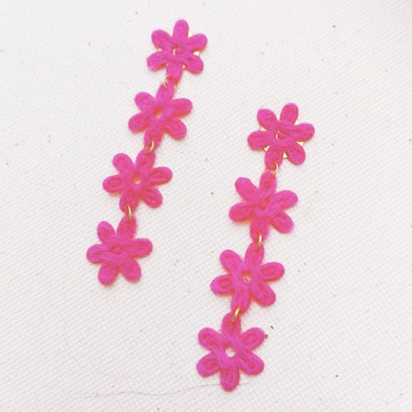 Boucles d'oreilles fleurs tissus