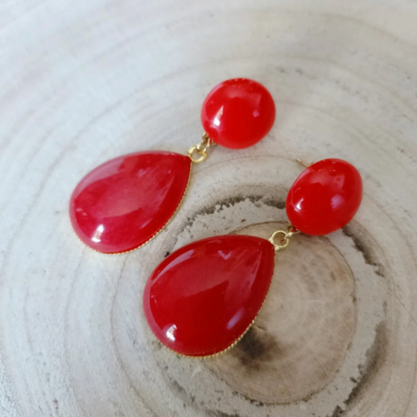 Boucles d'oreilles gouttes rouge