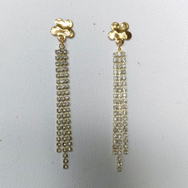 Boucles d'oreilles fleurs et strass