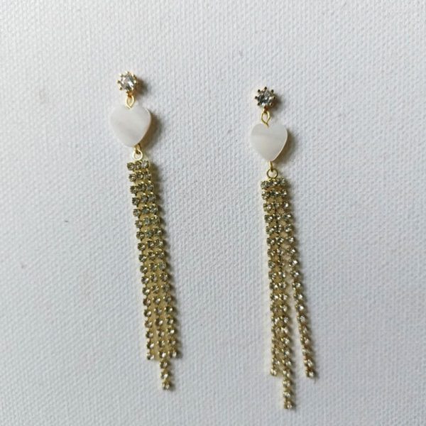 Boucles d'oreilles tombantes strass et cœur