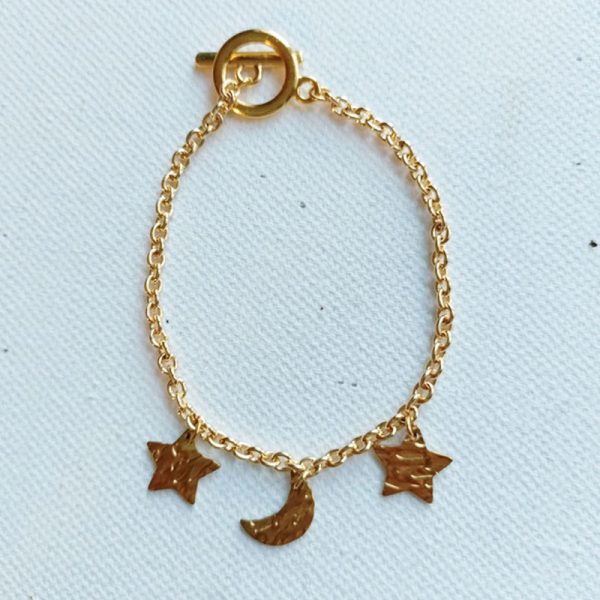 Bracelet avec pendentifs étoiles et lune