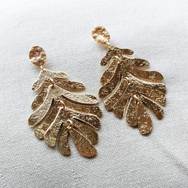 Boucles d'oreilles doré feuille