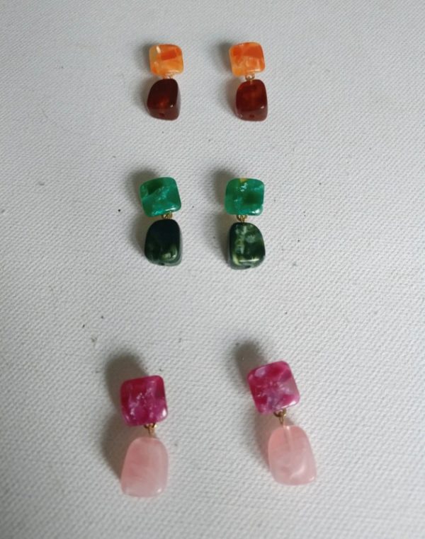 Boucles d'oreilles turquoise et verte – Image 2