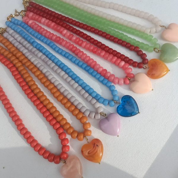 Collier rose pale cœur – Image 5